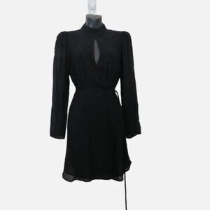 Reformation Size XS Ottessa Keyhole Wrap Dress Black Long Sleeve NEW